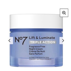 No7 Lift & Luminate Triple Action Fragrance Free Night Cream - Blue